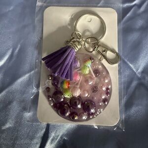 Purple Beaded Keychain with Tassel